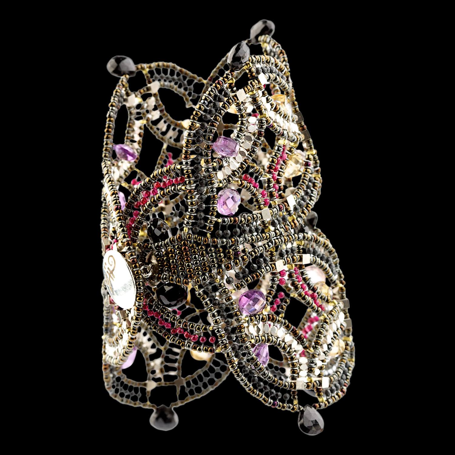 Handmade Italian couture bracelet with amethyst, citrine, garnet, hematite, quartz, silver and Murano glass beads. ZIIO. Featured brand. FRIDA | Fine Jewellery.