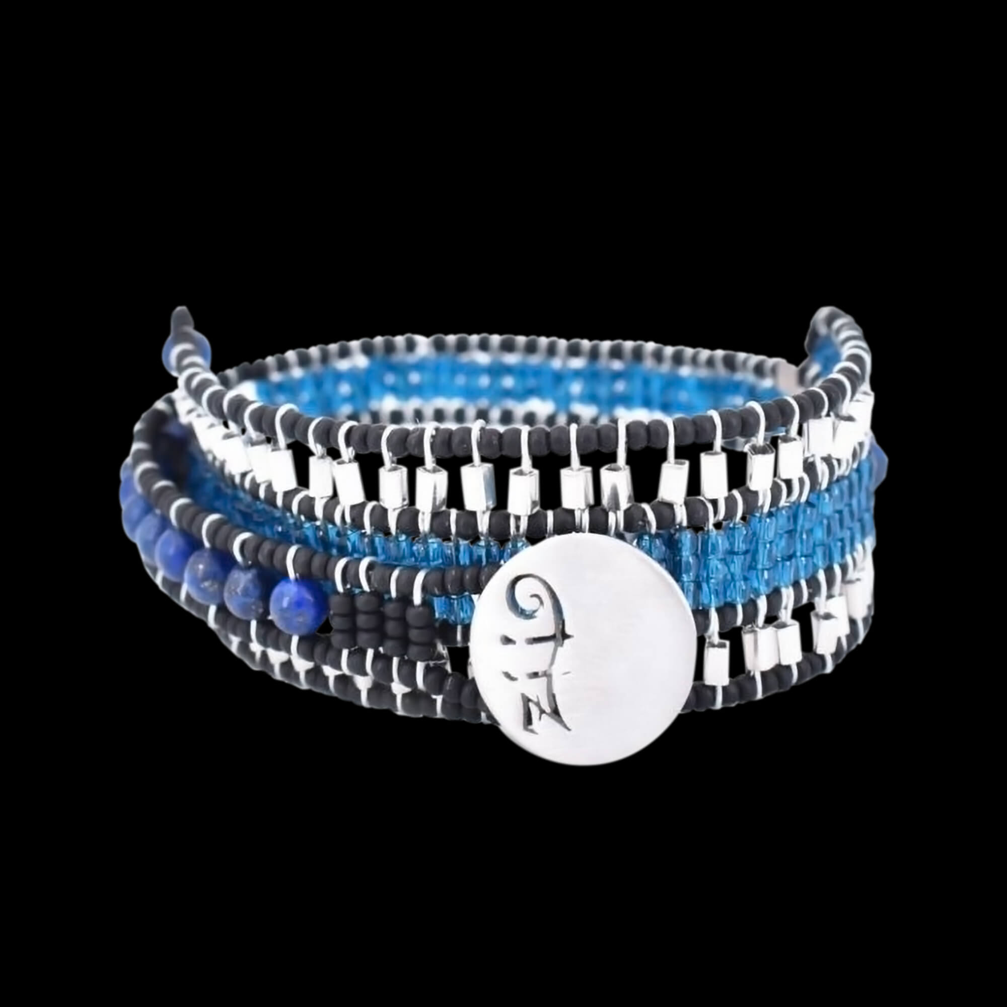 Men's black lapis Evolution bracelet with Murano glass beads and silver. Featured Brand | ZIIO. FRIDA | Fine Jewellery.
