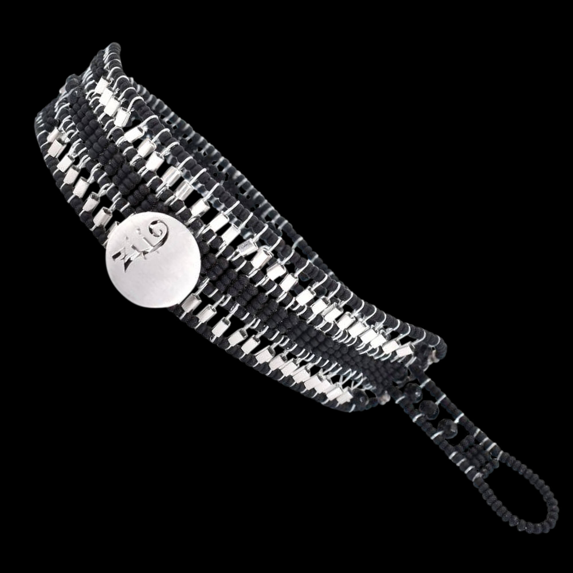 Men's black tourmaline Evolution bracelet with Murano glass beads and silver. Featured Brand | ZIIO. FRIDA | Fine Jewellery.