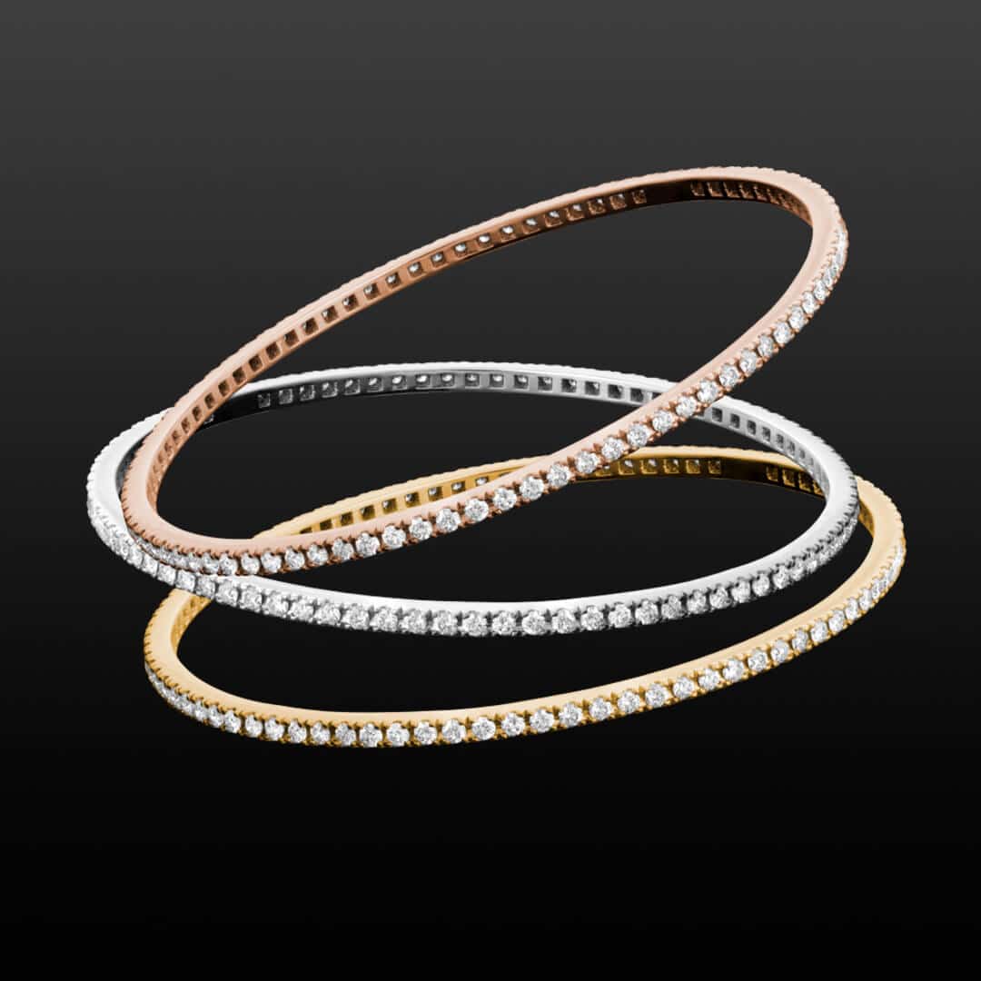 Custom 18kt gold and diamond bangles. Category bracelets. FRIDA | Fine Jewellery.
