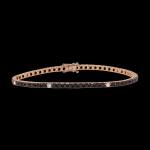 Custom 18kt pink gold men's tennis bracelet with black and white diamonds. Front. FRIDA | Fine Jewellery.