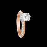 Bespoke 18kt pink and white gold solitaire engagement ring with an oval centre diamond and diamond knife edge shank | Classic. FRIDA | Fine Jewellery.
