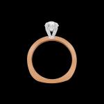 Bespoke 18kt pink and white gold solitaire engagement ring with an oval centre diamond and diamond knife edge shank. Profile | Classic. FRIDA | Fine Jewellery.