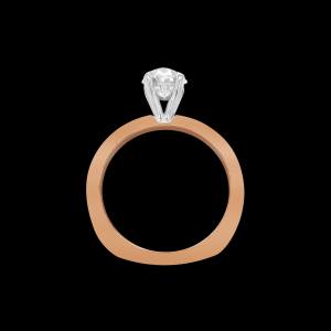 Bespoke 18kt pink and white gold solitaire engagement ring with an oval centre diamond and diamond knife edge shank. Profile | Classic. FRIDA | Fine Jewellery.