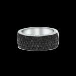 Custom 18kt white gold and black rhodium men's wedding band with black and white diamonds. Front | Engagement. FRIDA | Fine Jewellery.
