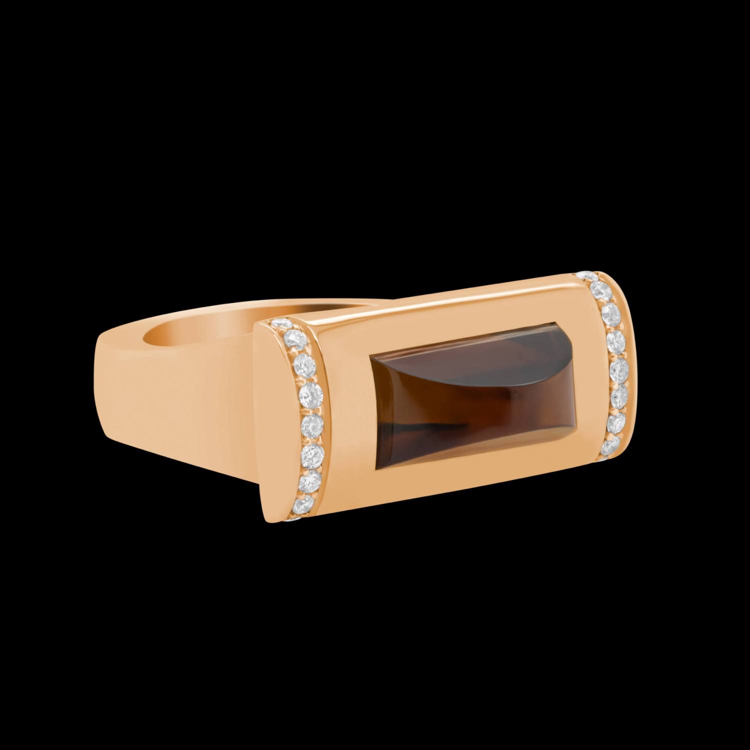 Custom 18kt pink gold ring with a custom-cut tourmaline and diamonds. FRIDA | Fine Jewellery.