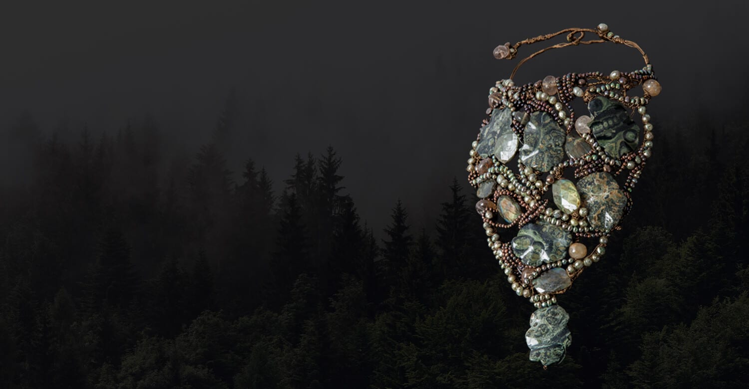 Caribou collection banner. Gemstone neck sculptures. FRIDA | Fine Jewellery,