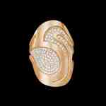 Custom 18kt pink gold Fjord ring with pavé-set diamonds. Front | Ocean Collection. FRIDA | Fine Jewellery.