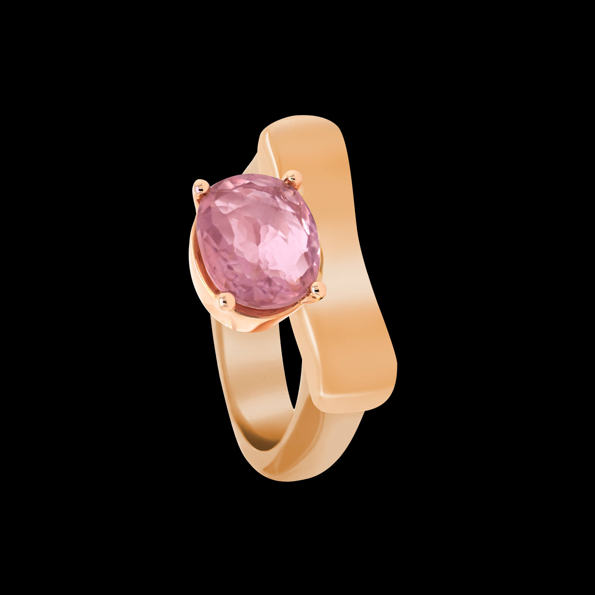 Custom 18kt pink gold Strata stacking ring with a pink tourmaline gemstone | Strata Collection. FRIDA | Fine Jewellery.