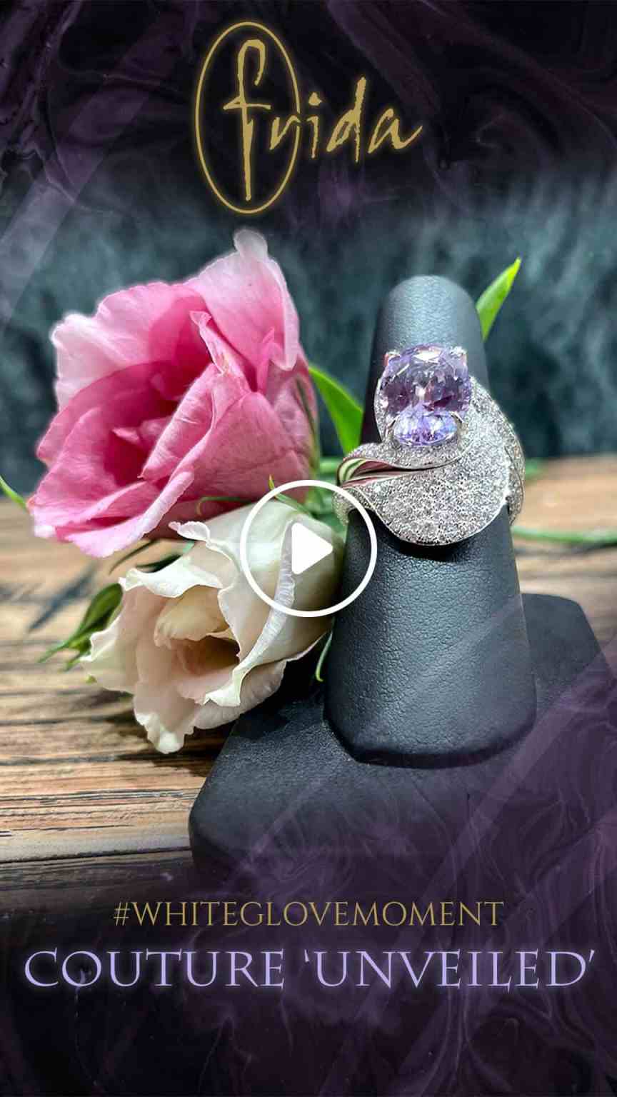Couture Ceylon sapphire signature engagement ring. White Glove Moment. FRIDA | Fine Jewellery Couture Ceylon sapphire signature engagement ring. White Glove Moment. FRIDA | Fine Jewellery.