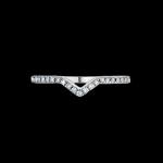 Custom 18kt white gold V wedding band with pave diamonds. Front. FRIDA | Fine Jewellery.