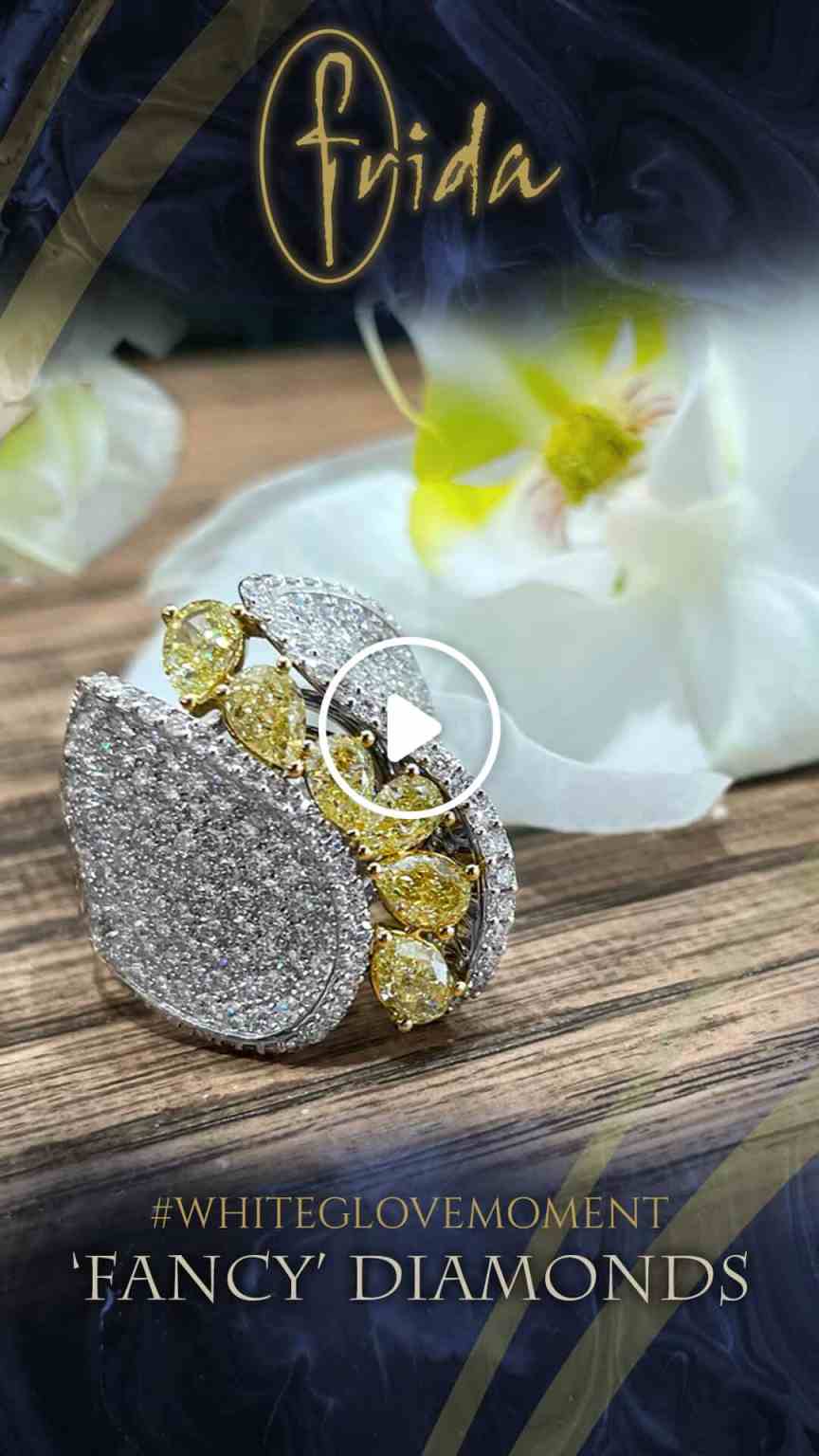 Fancy yellow diamond statement ring. White Glove Moment. FRIDA | Fine Jewellery Fancy yellow diamond statement ring. White Glove Moment. FRIDA | Fine Jewellery.