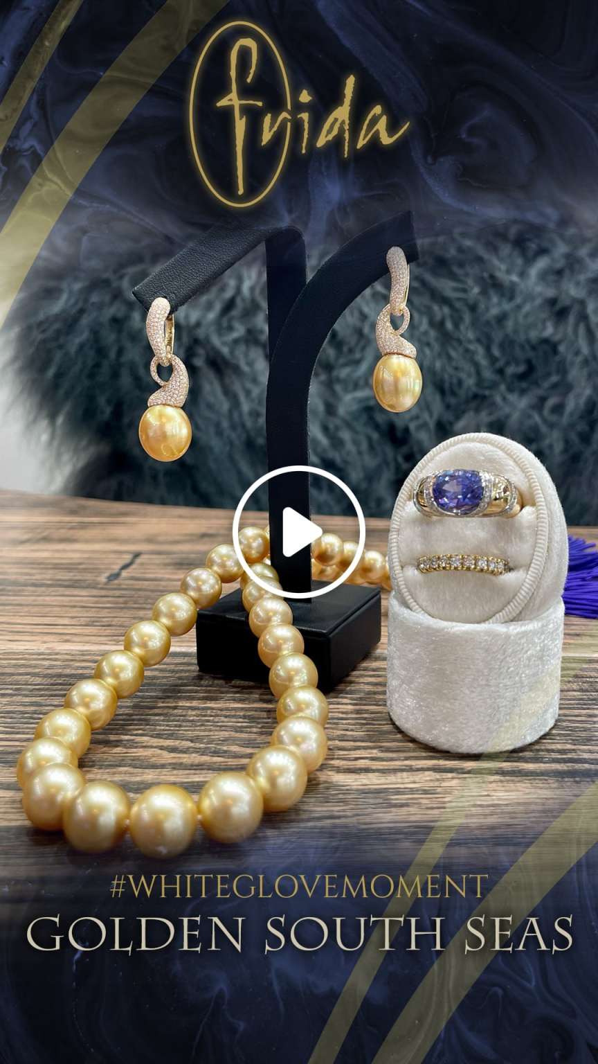 Golden south sea pearls. White Glove Moment. FRIDA | Fine Jewellery Golden south sea pearls. White Glove Moment. FRIDA | Fine Jewellery.