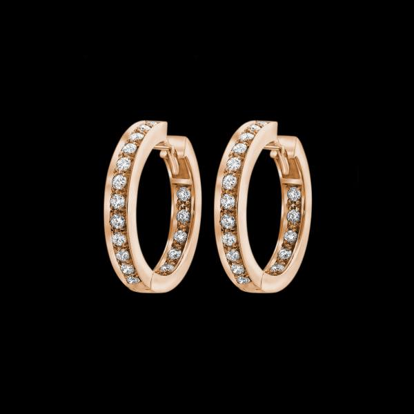 Custom 18kt pink gold round classic hoops diamonds. FRIDA | Fine Jewellery.