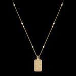 Custom 18kt yellow gold statement dog tag pendant. Diamond chain necklace full. FRIDA | Fine Jewellery.
